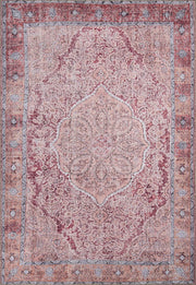 Eskitme Madalyon Desenli Gül Kurusu ve Gri Vintage Halı - OUTLET - AL167OU