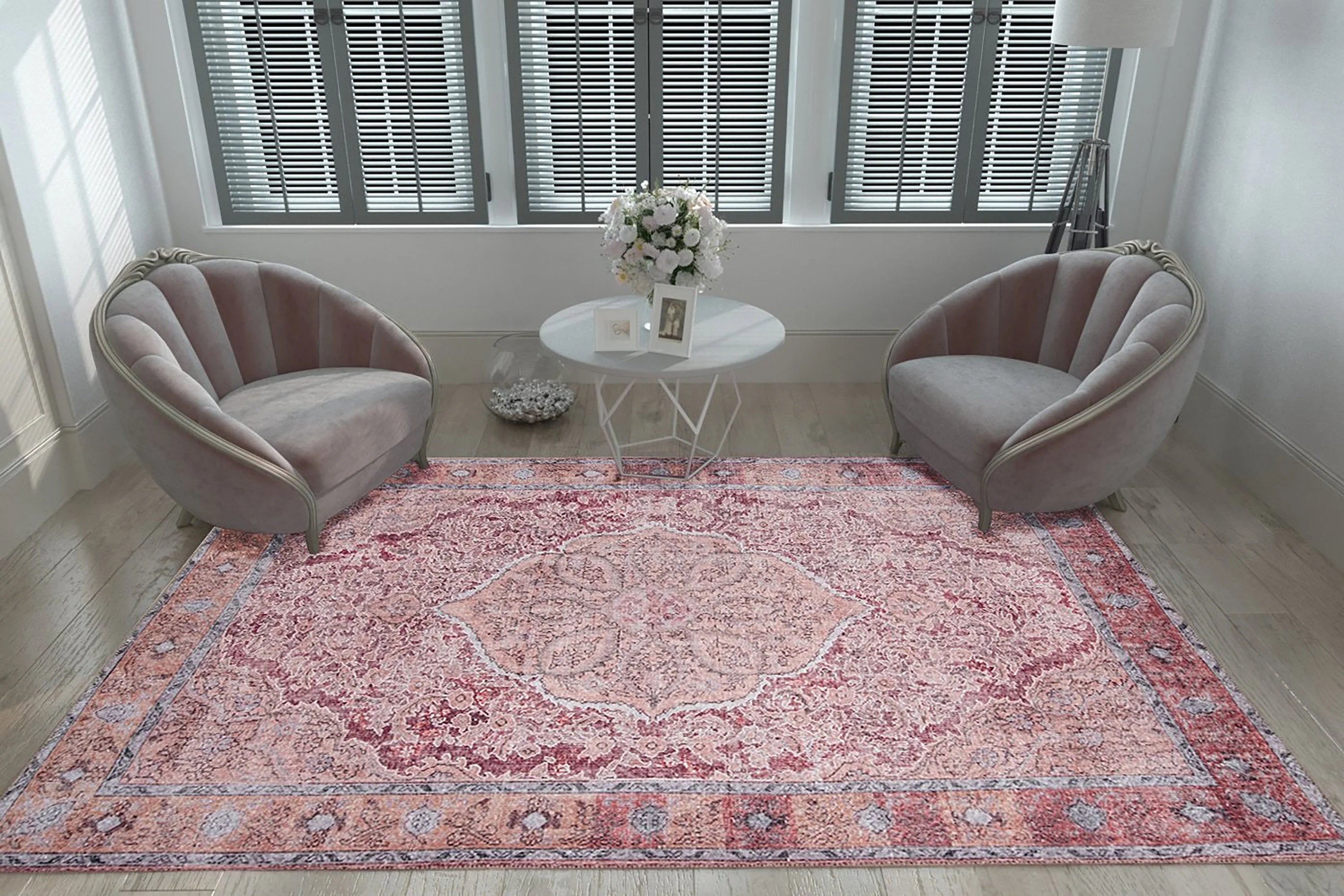 Gray Geometric Patterned Vintage Carpet - CLEARANCE - AL167OU