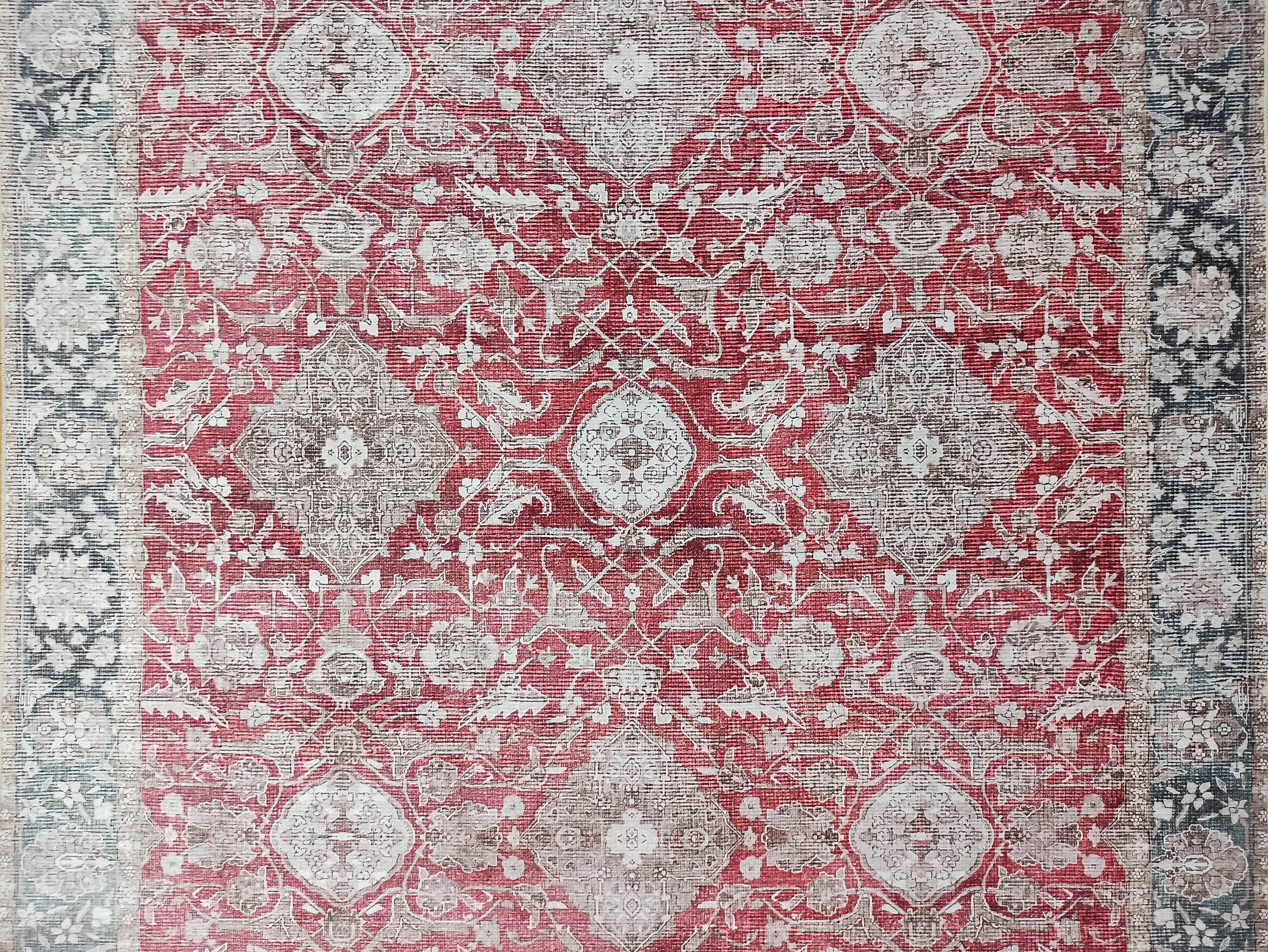 Gray Geometric Patterned Vintage Carpet - CLEARANCE - 12717OU