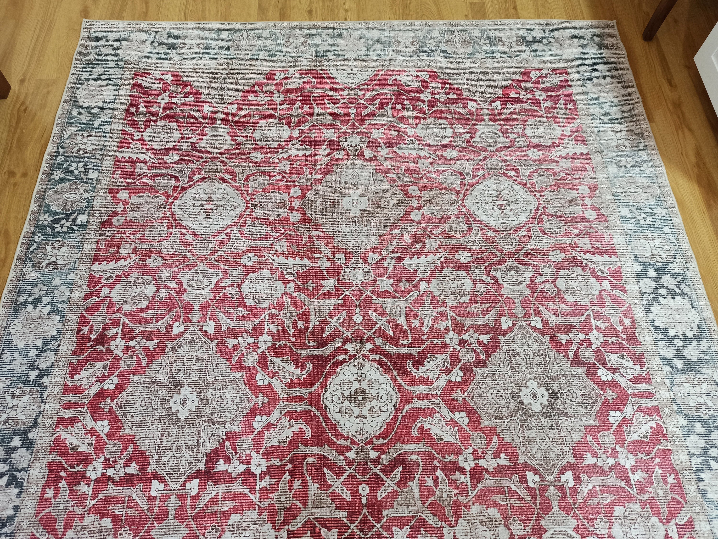 Gray Geometric Patterned Vintage Carpet - CLEARANCE - 12717OU