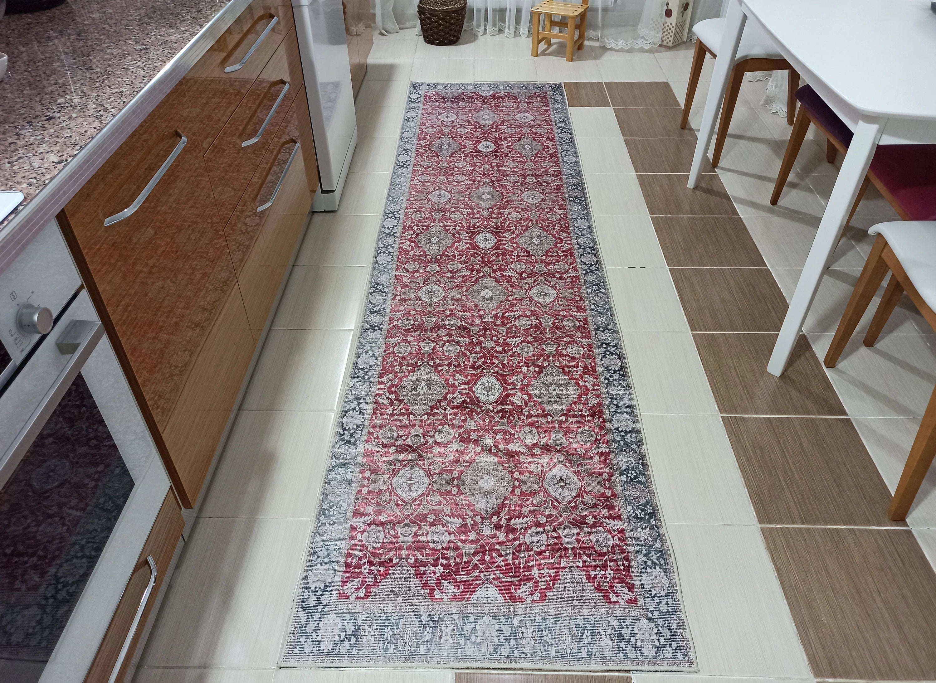 Gray Geometric Patterned Vintage Carpet - CLEARANCE - 12717OU