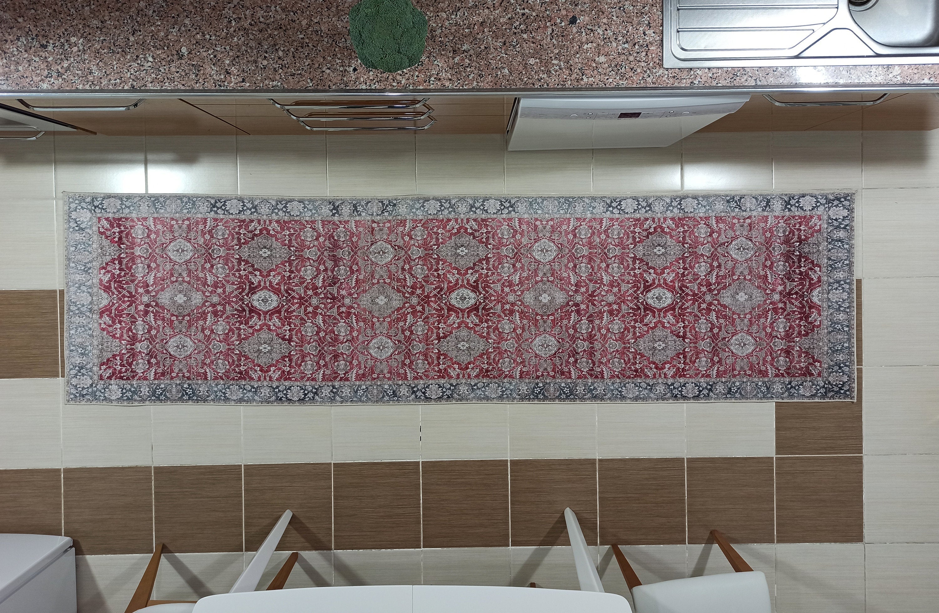 Gray Geometric Patterned Vintage Carpet - CLEARANCE - 12717OU