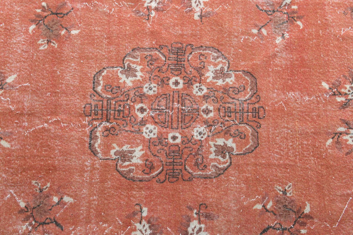 El yapımı vintage halı 183x305 cm oryantal desenli yün - kenar ve saçak detayı