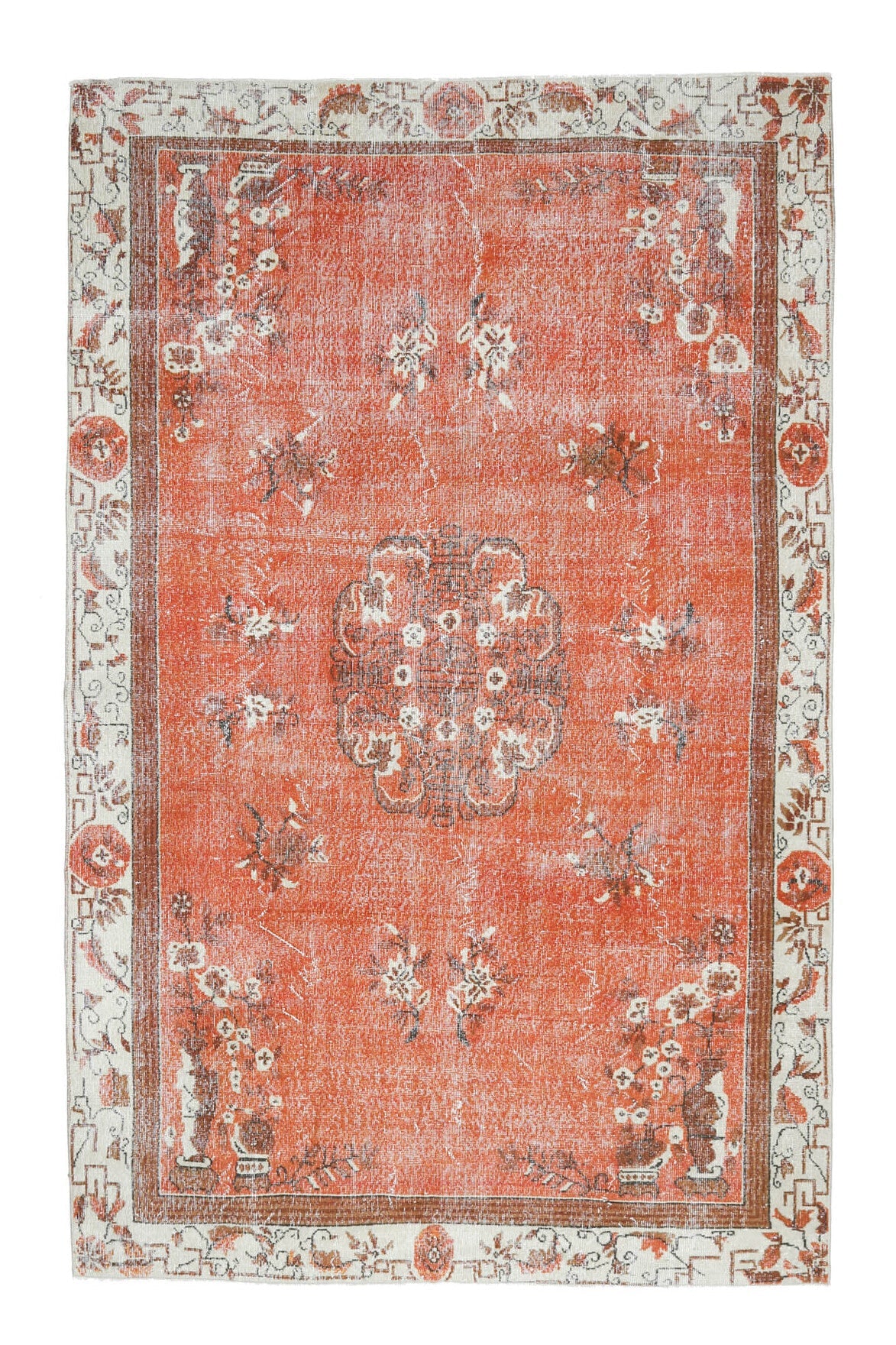 El yapımı vintage halı 183x305 cm oryantal desenli yün - mekan görünümü