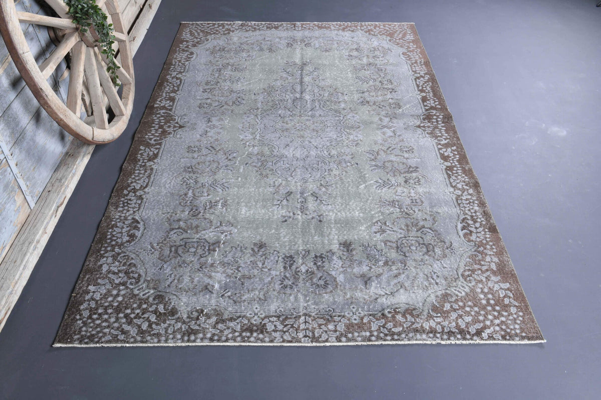 El yapımı vintage halı 183x274 cm oryantal desenli yün - detay görünümü