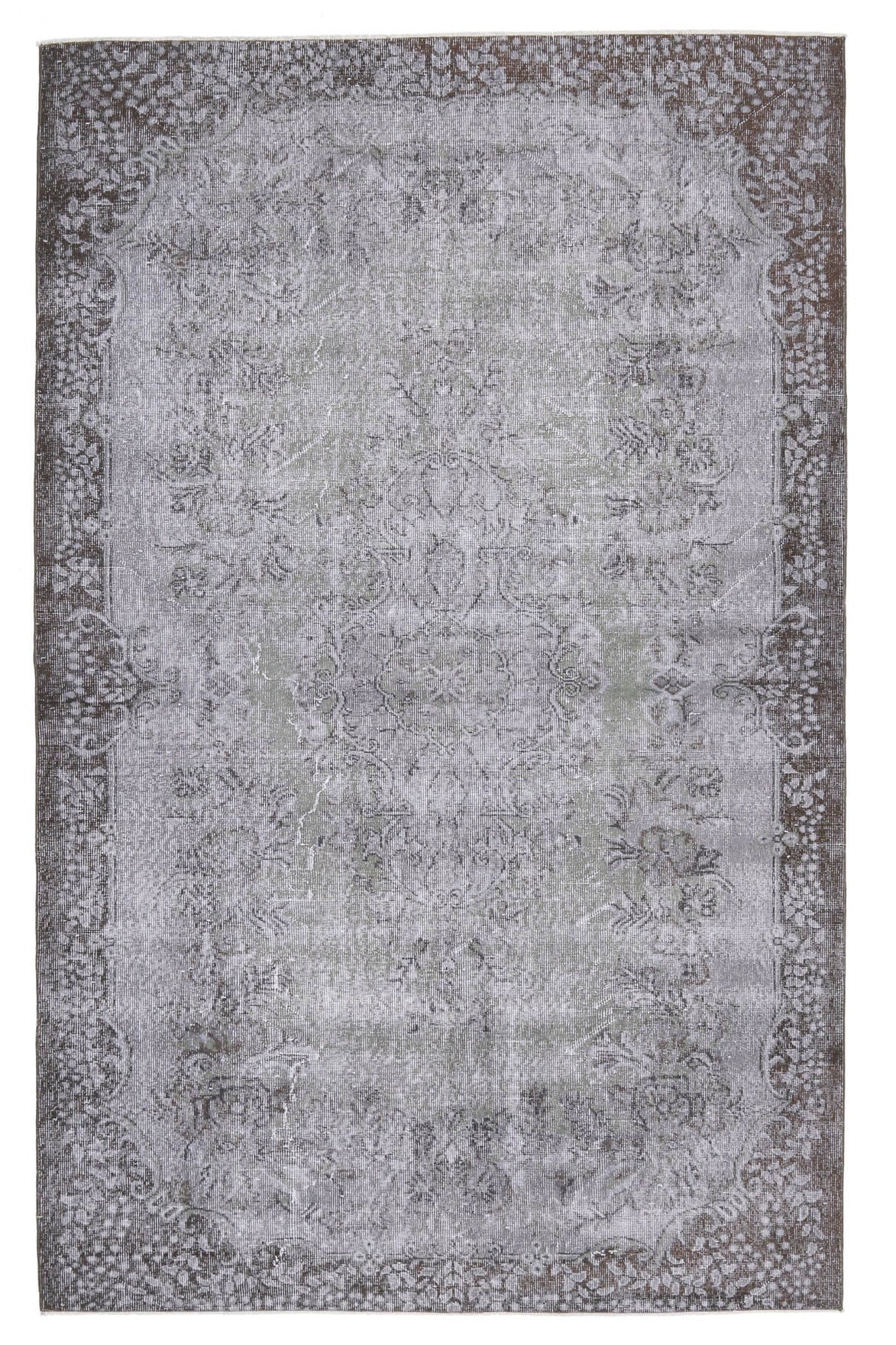 El yapımı vintage halı 183x274 cm oryantal desenli yün - üstten görünüm