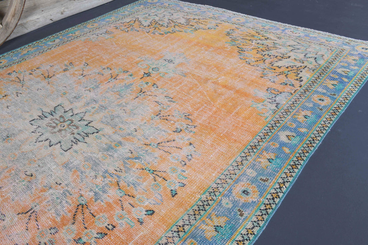 El yapımı vintage halı 185x295 cm oryantal desenli yün - farklı açıdan görünüm