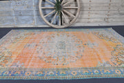 El yapımı vintage halı 185x295 cm oryantal desenli yün - detay görünümü