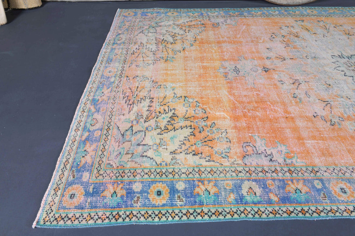 El yapımı vintage halı 185x295 cm oryantal desenli yün