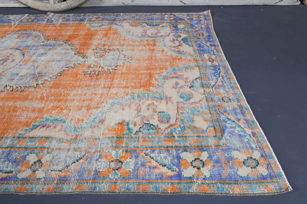 El yapımı vintage halı 183x274 cm oryantal desenli yün - desen detayı