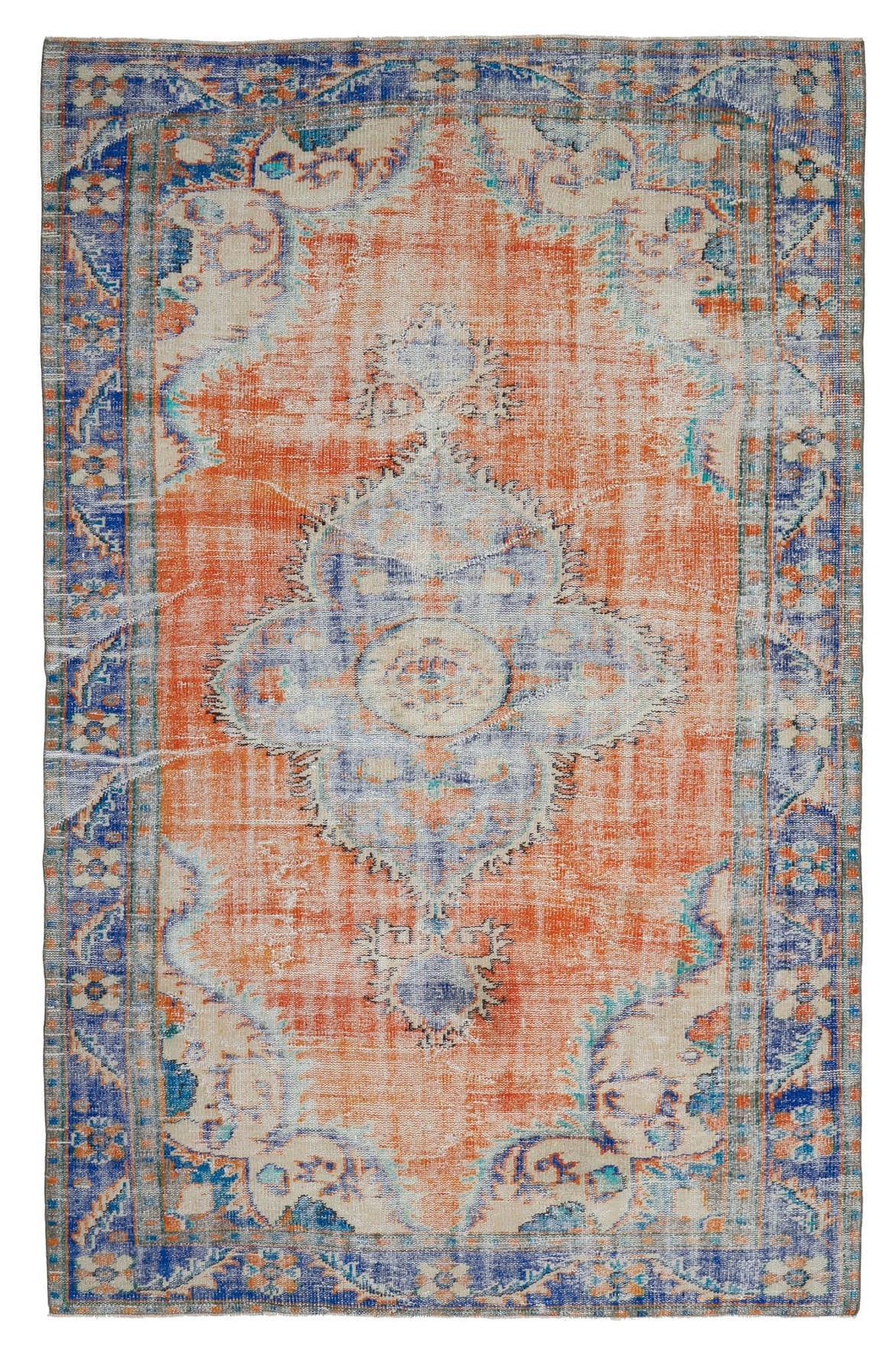 El yapımı vintage halı 183x274 cm oryantal desenli yün - açık alan görünümü