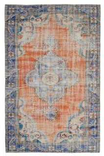 El yapımı vintage halı 183x274 cm oryantal desenli yün - farklı açıdan görünüm