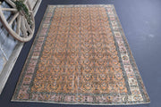 1970'lerden Hereke kökenli çiçek desenli el dokuma vintage halı, 186x295 cm