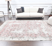 1960'lardan Hereke kökenli çiçek desenli el dokuma vintage halı, 192x305 cm