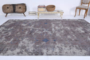 El yapımı vintage halı 196x305 cm çiçek desenli desenli yün - detay görünümü