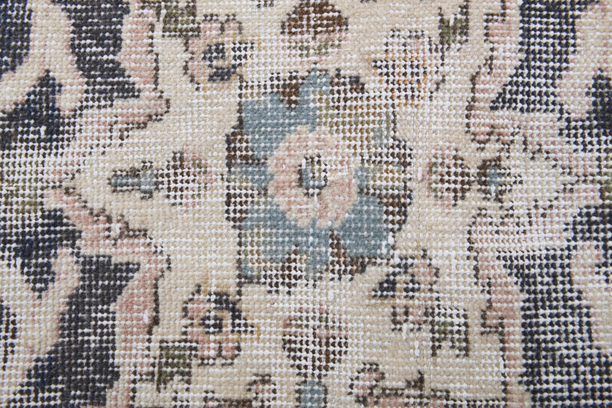 El yapımı vintage halı 183x305 cm madalyonlu desenli yün - üstten görünüm