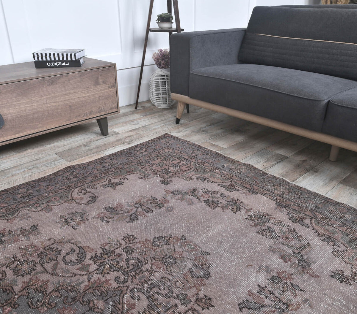El yapımı vintage halı 185x295 cm oryantal desenli yün - desen detayı
