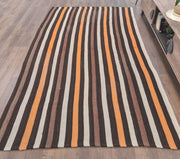 El yapımı vintage halı 170x302 cm çizgili desenli yün - detay görünümü