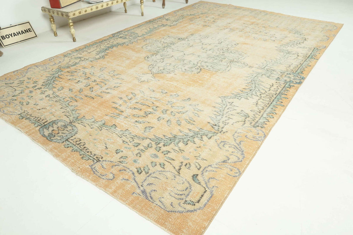 6 'x 10' Antique Washed Anatolian Oriental Area Rug from 1950s