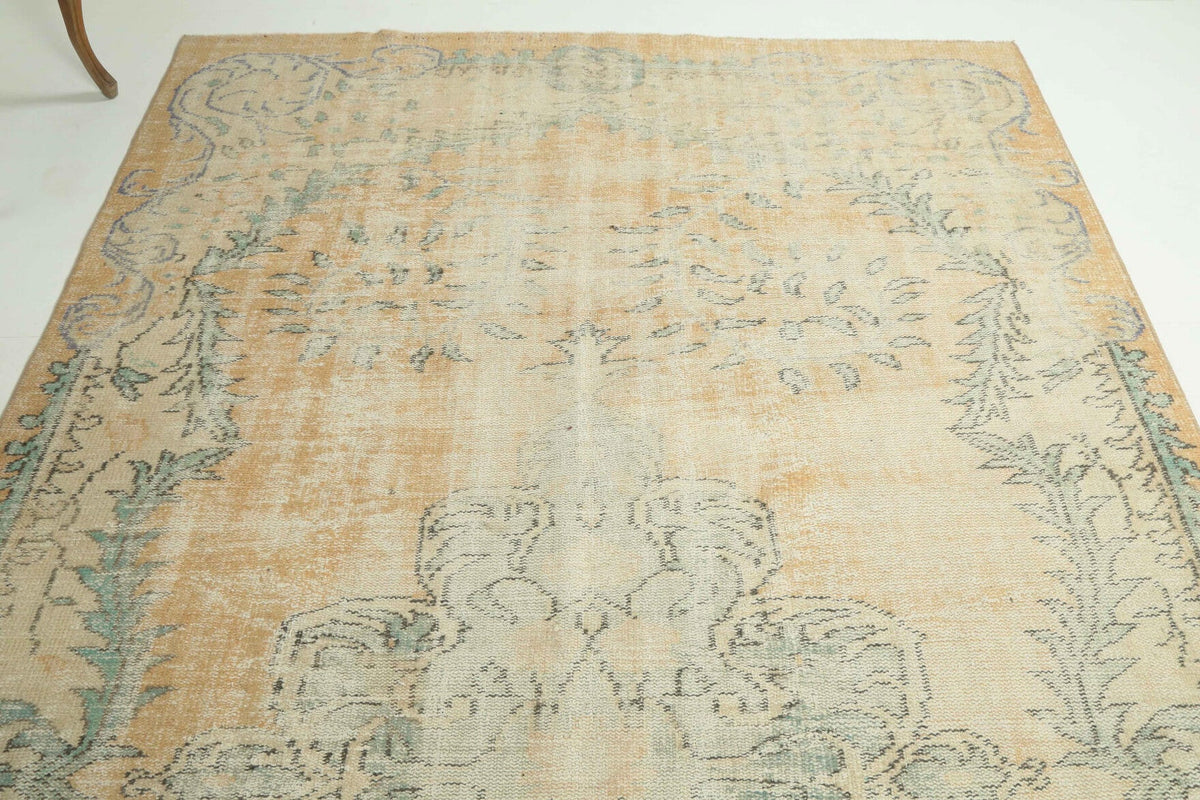 6 'x 10' Antique Washed Anatolian Oriental Area Rug from 1950s
