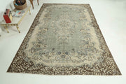 El yapımı vintage halı 183x274 cm çiçek desenli desenli yün - detay görünümü