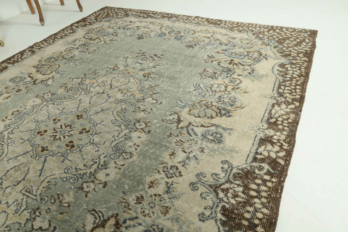 El yapımı vintage halı 183x274 cm çiçek desenli desenli yün - desen detayı