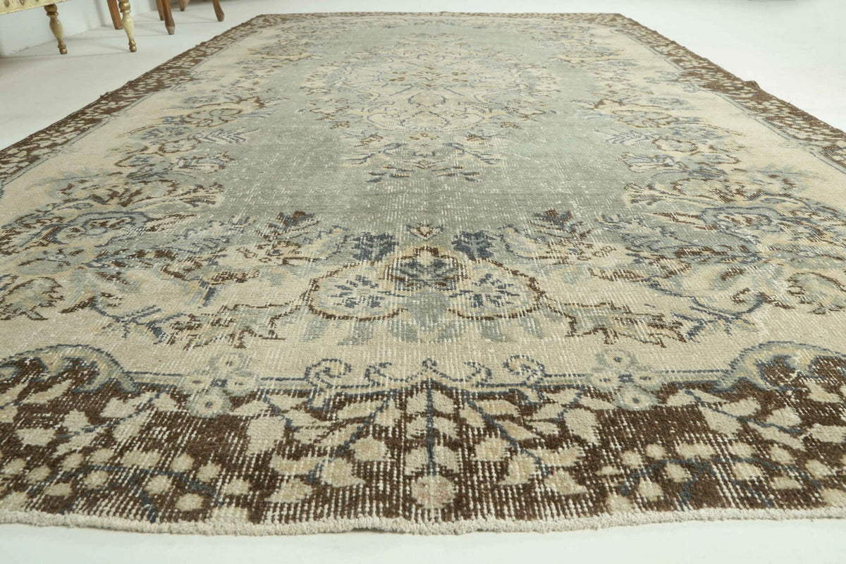 El yapımı vintage halı 183x274 cm çiçek desenli desenli yün - mekan görünümü