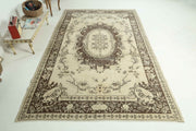 El yapımı vintage halı 152x274 cm oryantal desenli yün - detay görünümü