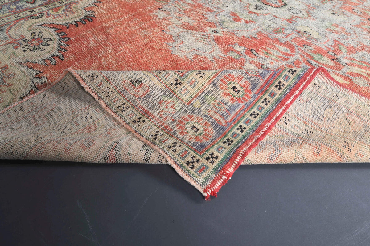El yapımı vintage halı 183x274 cm oryantal desenli yün - mekan görünümü