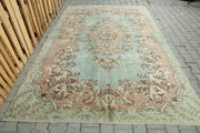 El yapımı vintage halı 188x290 cm çiçek desenli desenli yün - detay görünümü