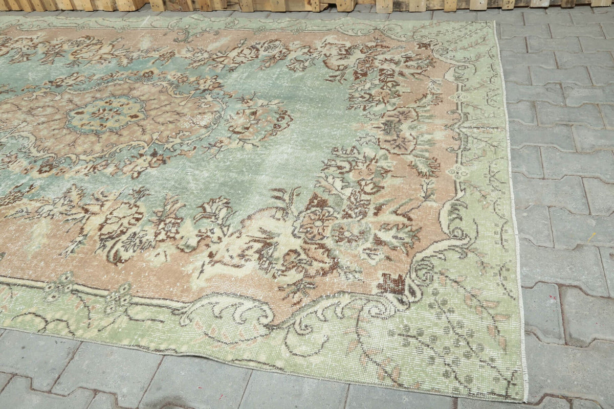 El yapımı vintage halı 188x290 cm çiçek desenli desenli yün - desen detayı