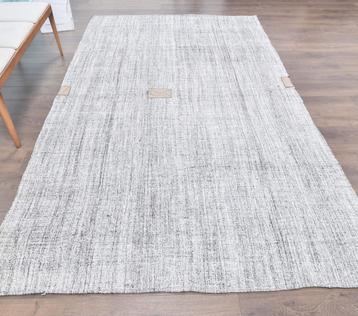 El yapımı vintage halı 188x320 cm düz desenli yün - detay görünümü
