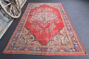 El yapımı vintage halı 183x305 cm çiçek desenli desenli yün - detay görünümü