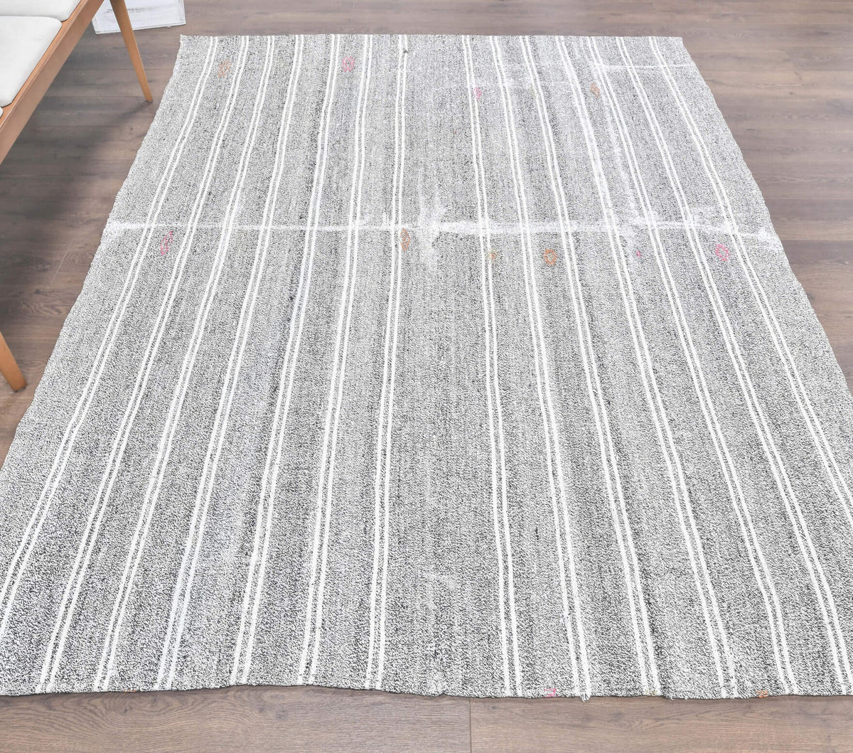 El yapımı vintage halı 185x241 cm çizgili desenli yün