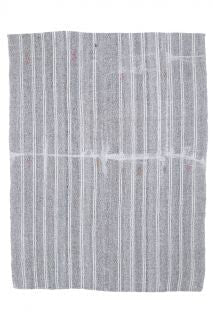 El yapımı vintage halı 185x241 cm çizgili desenli yün - detay görünümü