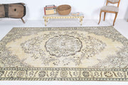 El yapımı vintage halı 183x272 cm oryantal desenli yün - detay görünümü
