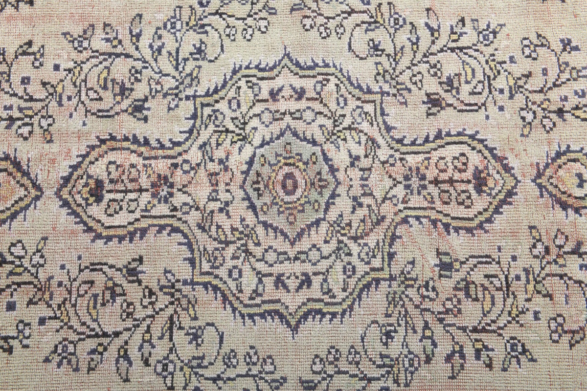 El yapımı vintage halı 170x272 cm oryantal desenli yün - kenar ve saçak detayı