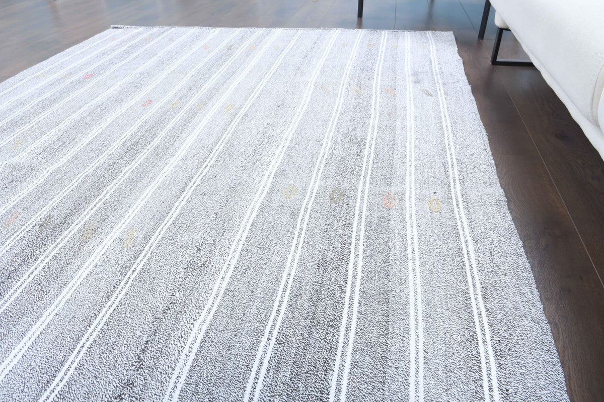 El yapımı vintage halı 185x279 cm kilim desenli yün - üstten görünüm