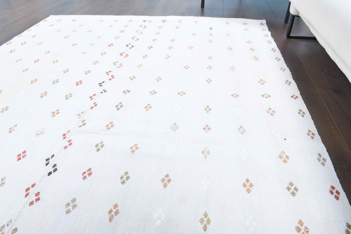 El yapımı vintage halı 170x259 cm kilim desenli yün - mekan görünümü