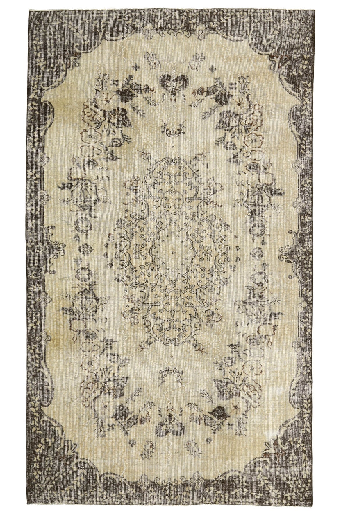 El yapımı vintage halı 168x277 cm oryantal desenli yün - açık alan görünümü