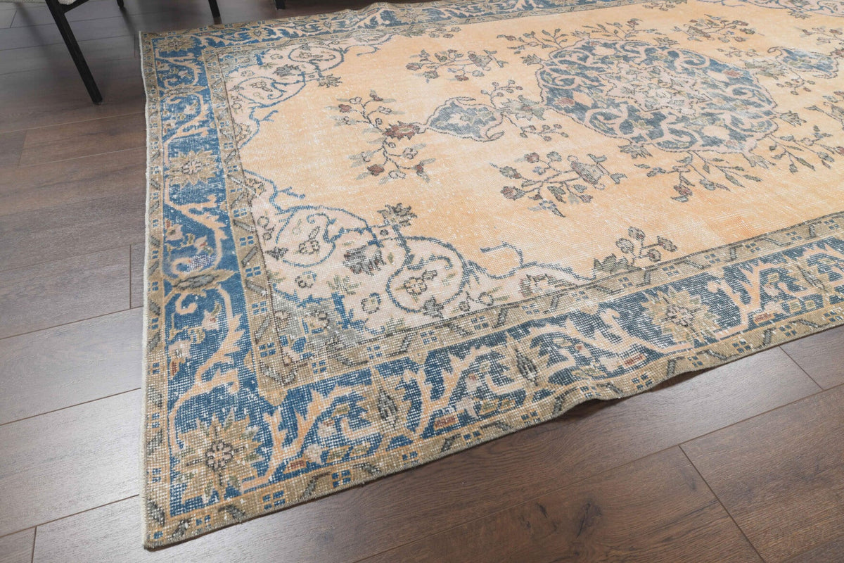 El yapımı vintage halı 180x287 cm oryantal desenli yün - desen detayı