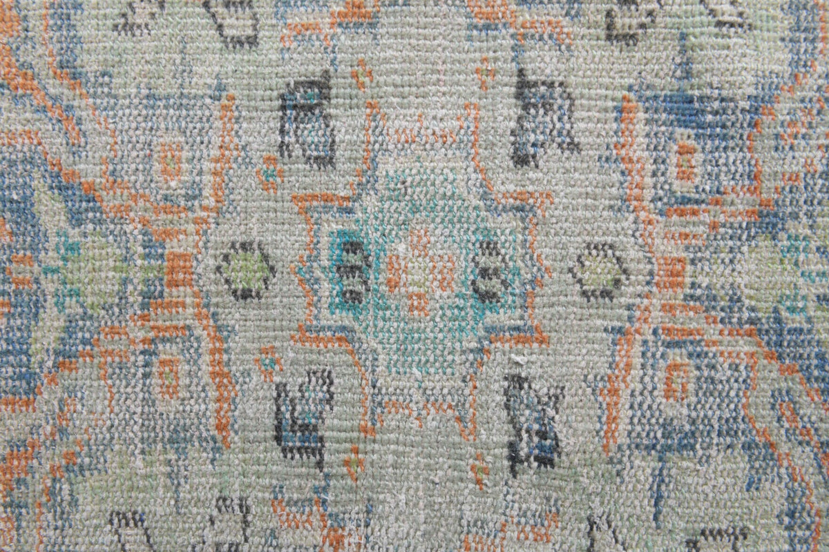 El yapımı vintage halı 183x244 cm oryantal desenli yün - kenar ve saçak detayı