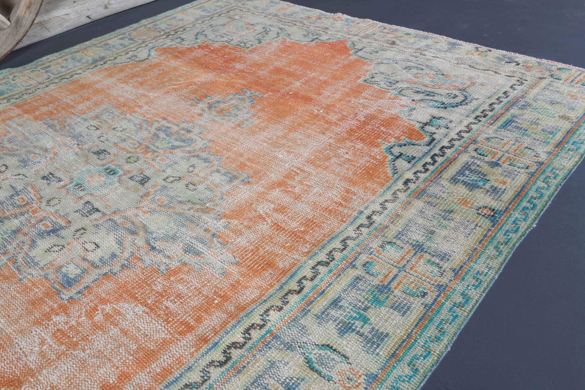 El yapımı vintage halı 183x244 cm oryantal desenli yün - desen detayı