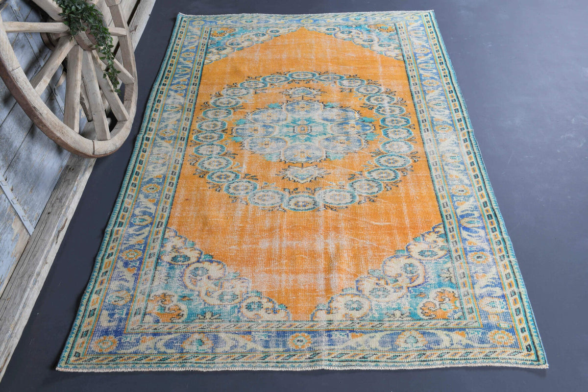El yapımı vintage halı 170x262 cm oryantal desenli yün - detay görünümü