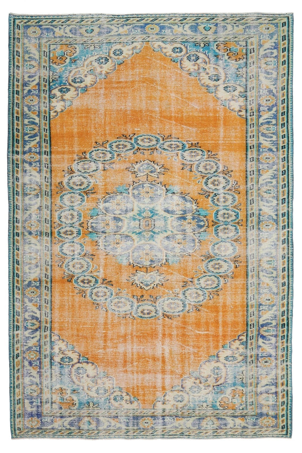 El yapımı vintage halı 170x262 cm oryantal desenli yün - üstten görünüm