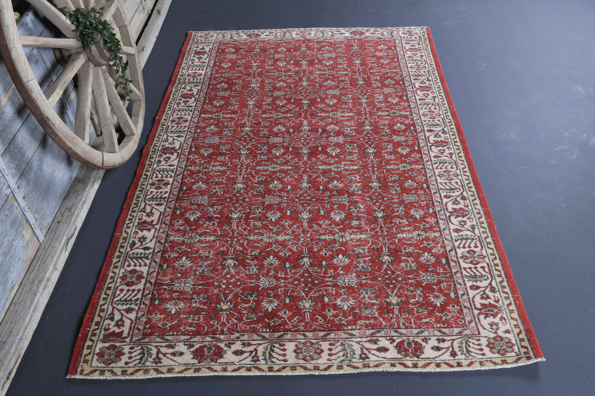 El yapımı vintage halı 170x274 cm çiçek desenli desenli yün - detay görünümü