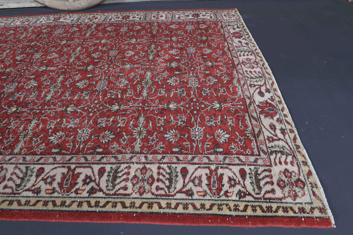 El yapımı vintage halı 170x274 cm çiçek desenli desenli yün - desen detayı