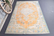El yapımı vintage halı 152x274 cm oryantal desenli yün - detay görünümü