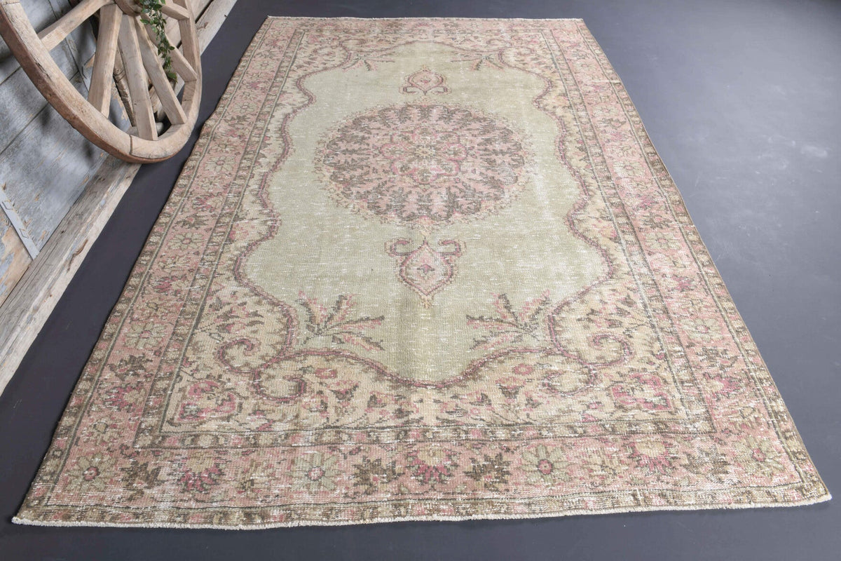 El yapımı vintage halı 178x287 cm oryantal desenli yün - detay görünümü