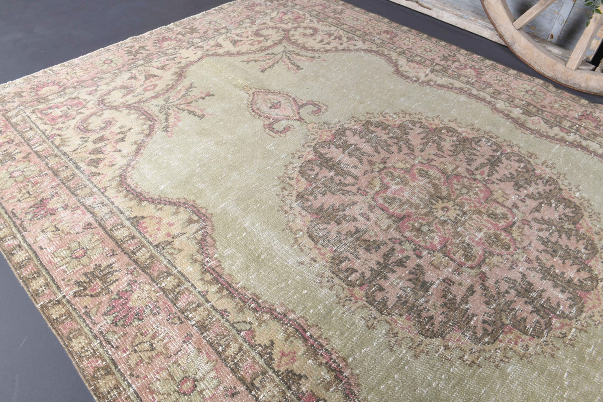 El yapımı vintage halı 178x287 cm oryantal desenli yün - desen detayı